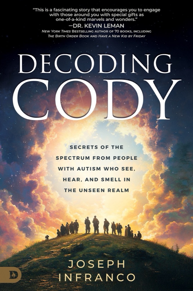 Cover of Decoding Cody by Joseph Infranco: figures standing on a hill beneath a break of golden light.
